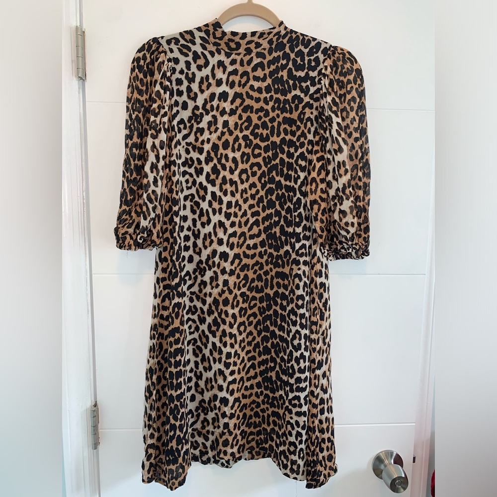 GANNI Animal Cheetah leopard Mini Midi print dress - 34 (2)